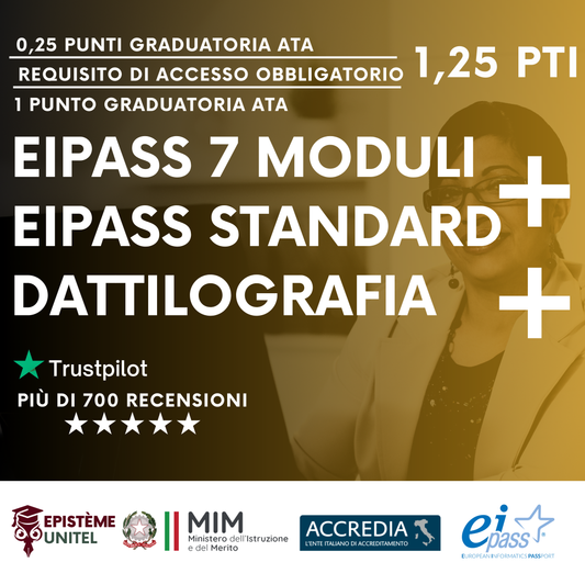 Offerta Pacchetto Corsi Eipass 7 Moduli + Eipass Standard + Dattilografia