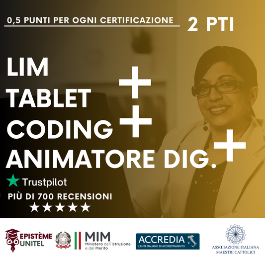 Certificazioni 2 Punti Docenti LIM+TABLET+CODING+ANIMATORE DIGITALE