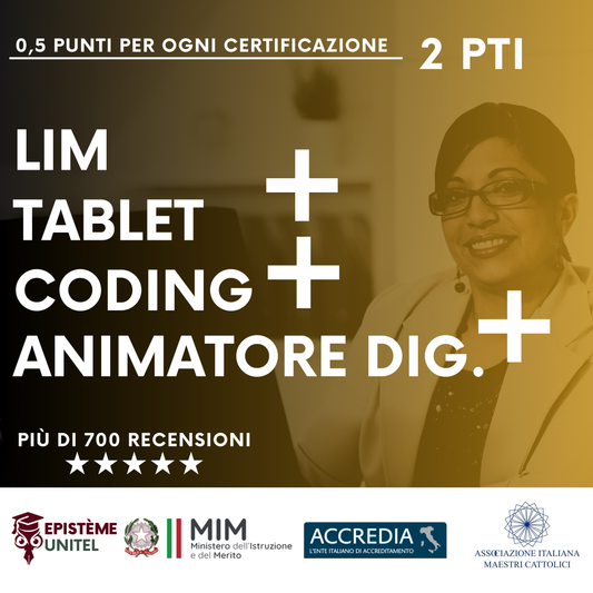 Certificazioni 2 Punti Docenti LIM+TABLET+CODING+ANIMATORE DIGITALE