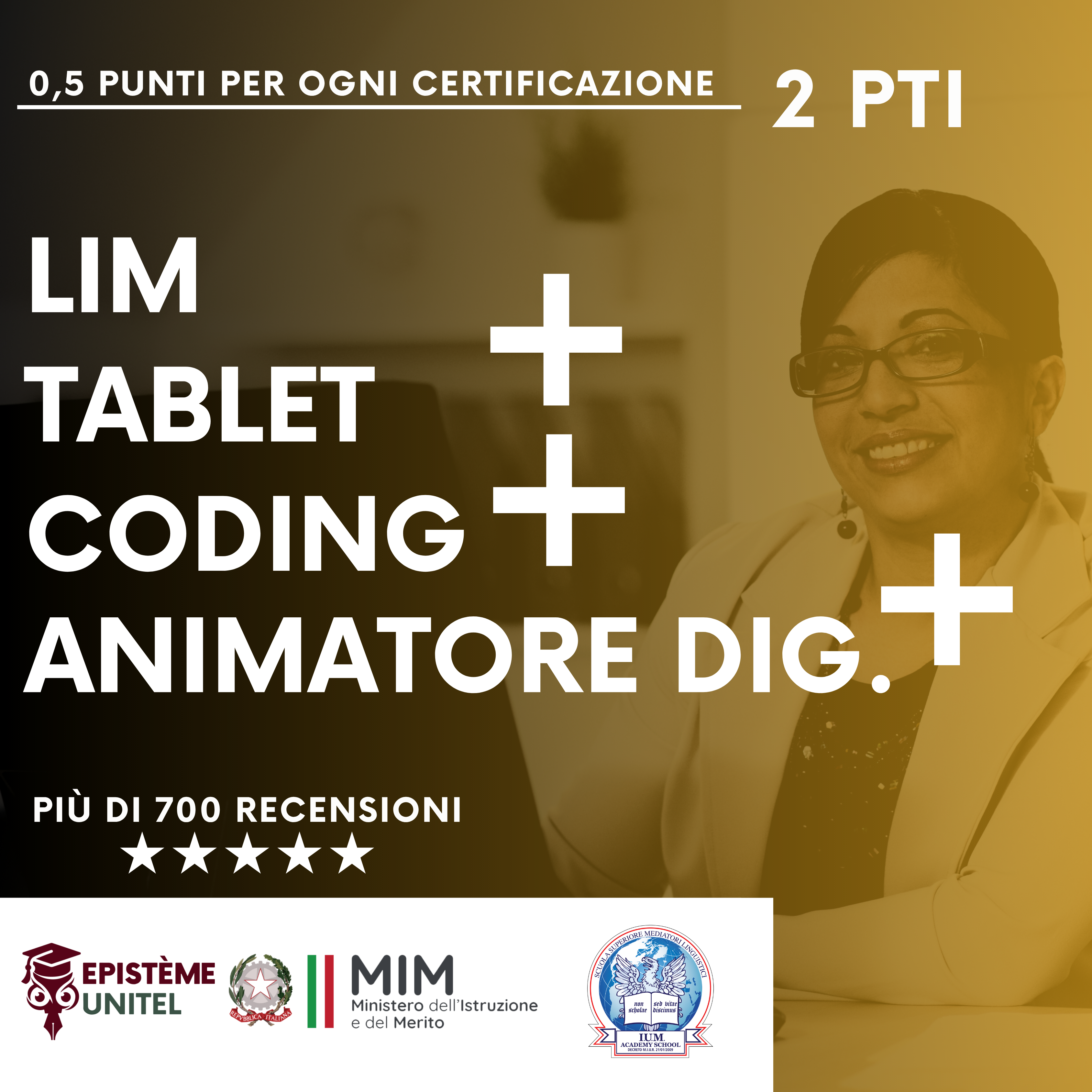Certificazioni 2 Punti Docenti LIM+TABLET+CODING+ANIMATORE DIGITALE